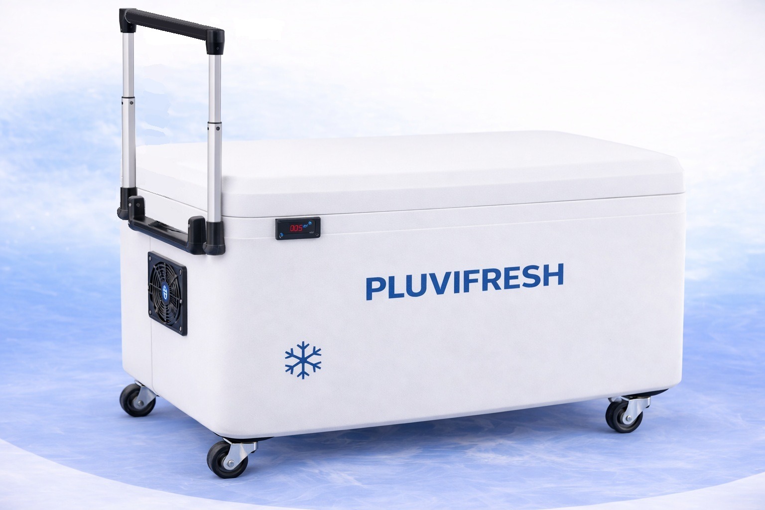 Caja de Plumavit 60 Litros con Ruedas y Manilla Retráctil